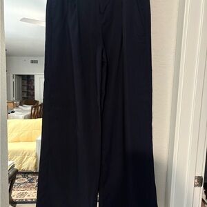 Dark Navy Blue Wide-Leg Black Women's Pants — Sleek Everyday Trousers